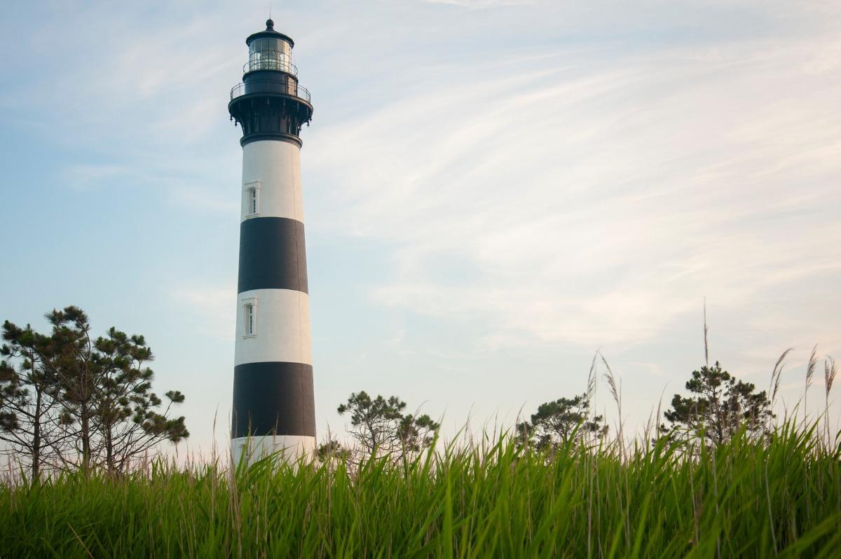 Bodie Island Lighthouse on the Outer Banks in late summer